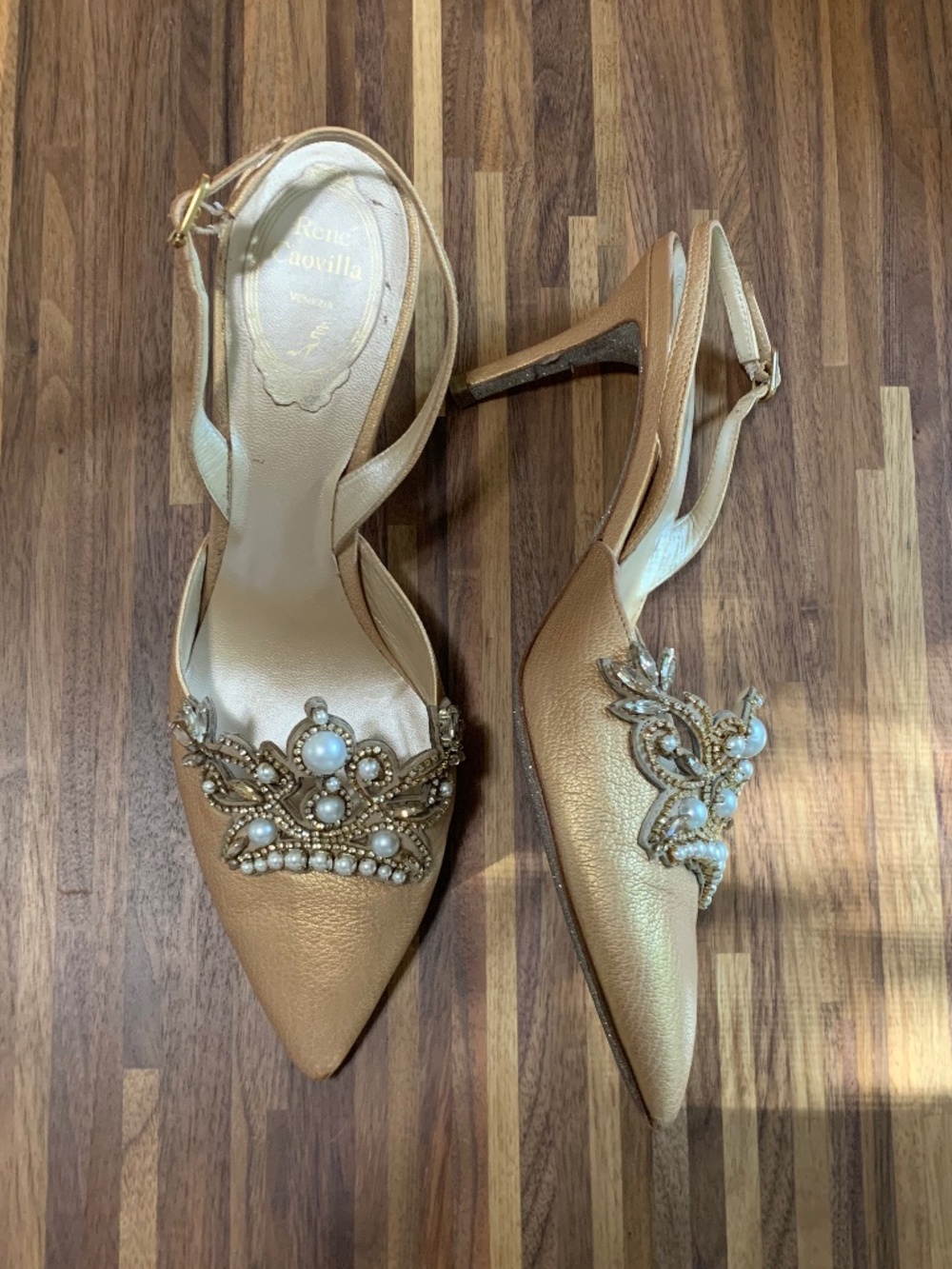 Rene Caovilla Embellished Champagne Heels - Picture 2 of 15